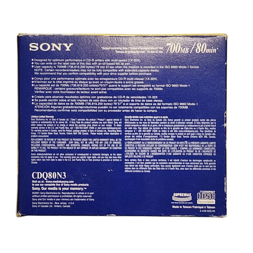 🔥(8) NEW & SEALED! Sony CD-R 700 MB‎ 80 min Slim Jewel Cases Not A Complete Box